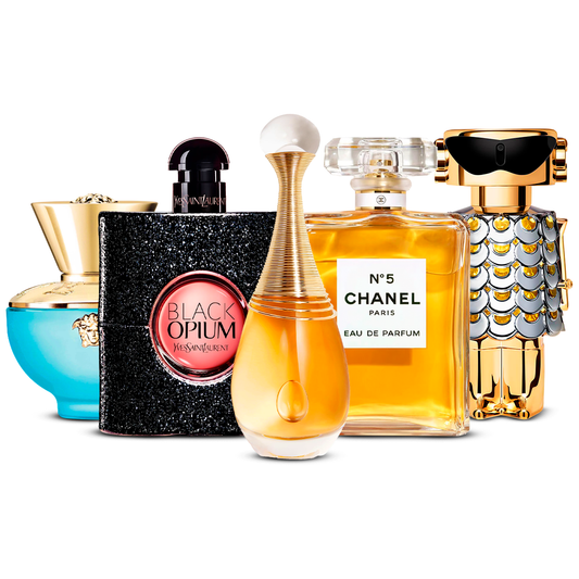 Set od 5 parfema  – Versace Dylan Turquoise, Black Opium, J'adore, Chanel Nº5 i Fame  [100 ml svaki]